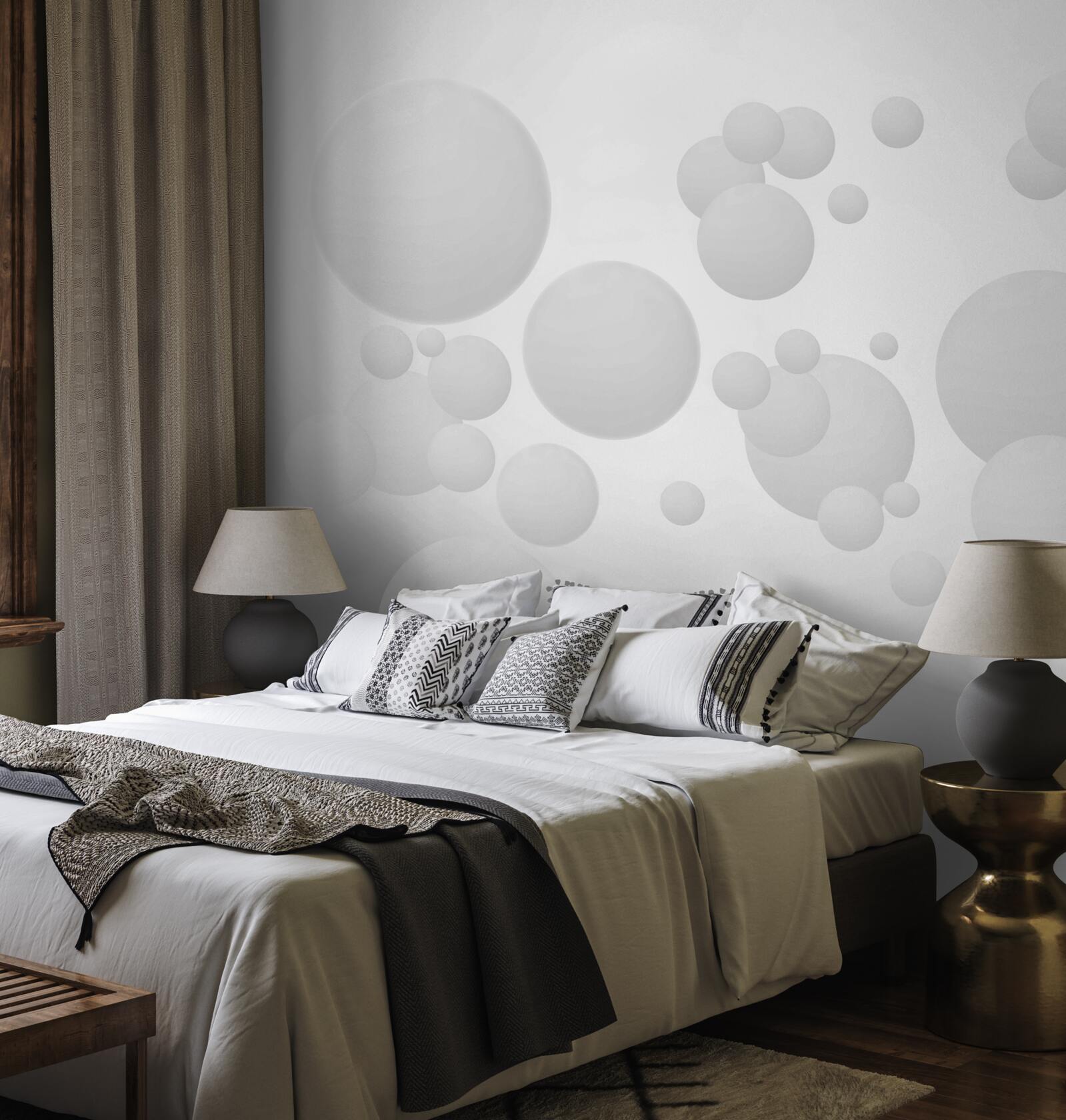 Fototapet cercuri albe de diferite mărimi