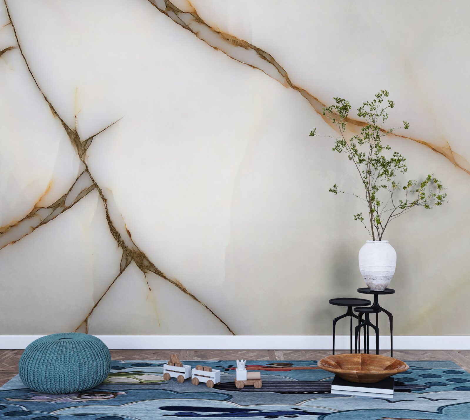 Fototapet fundalul este deschis cu linii întunecate curbate