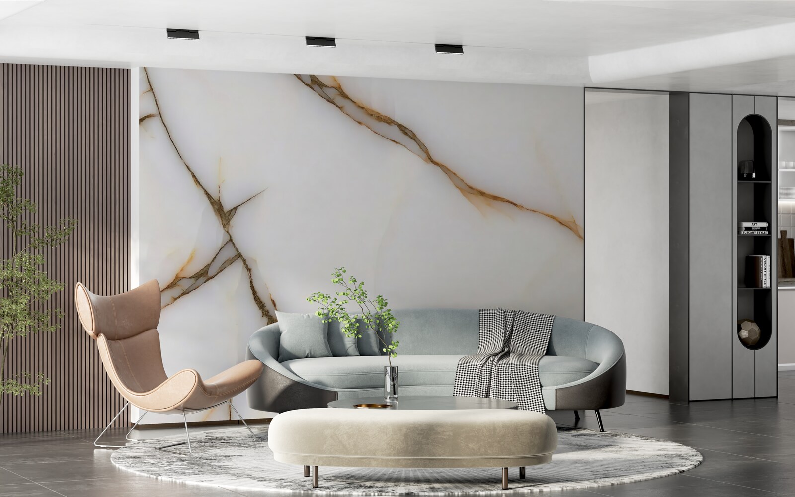 Fototapet fundalul este deschis cu linii întunecate curbate