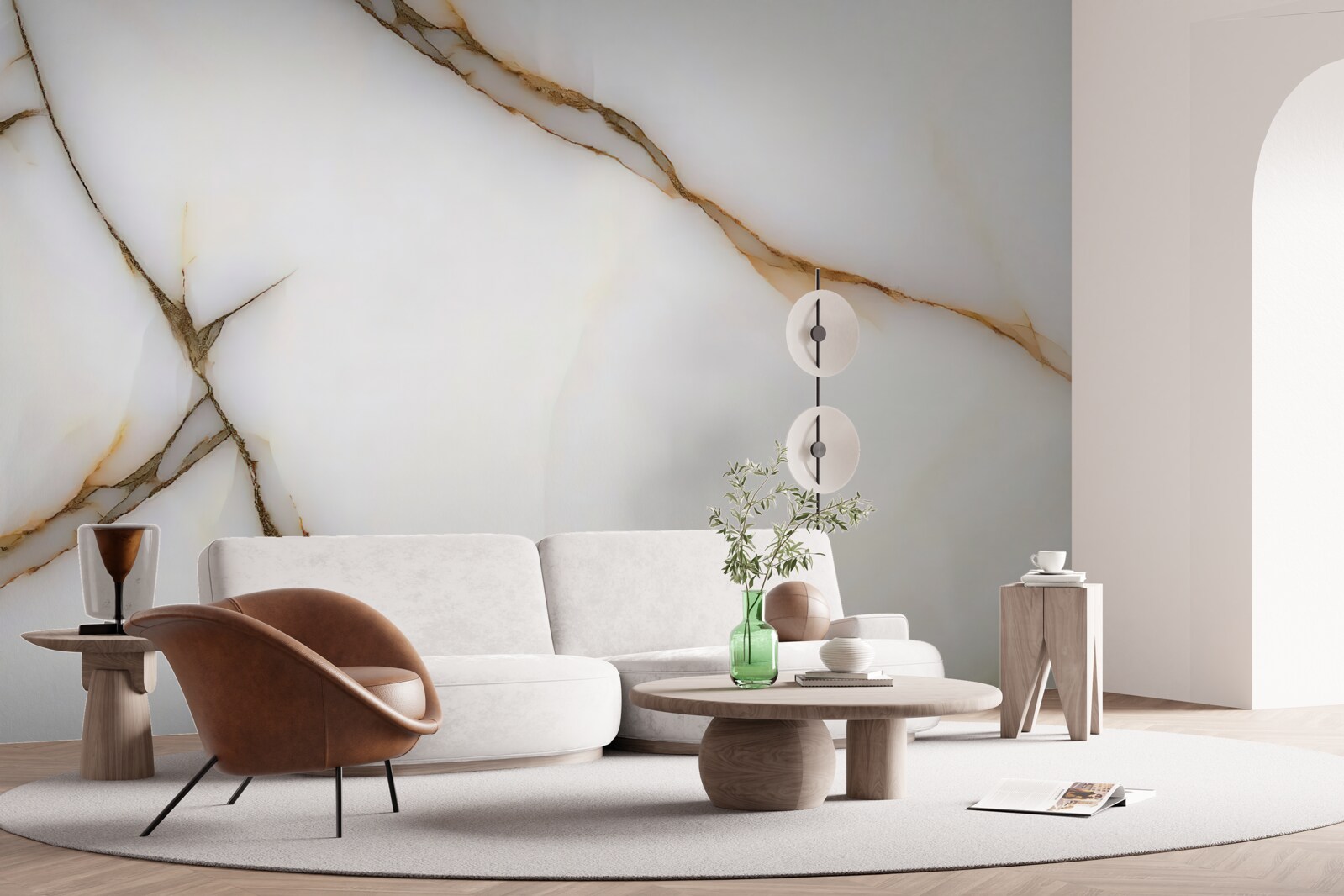 Fototapet fundalul este deschis cu linii întunecate curbate