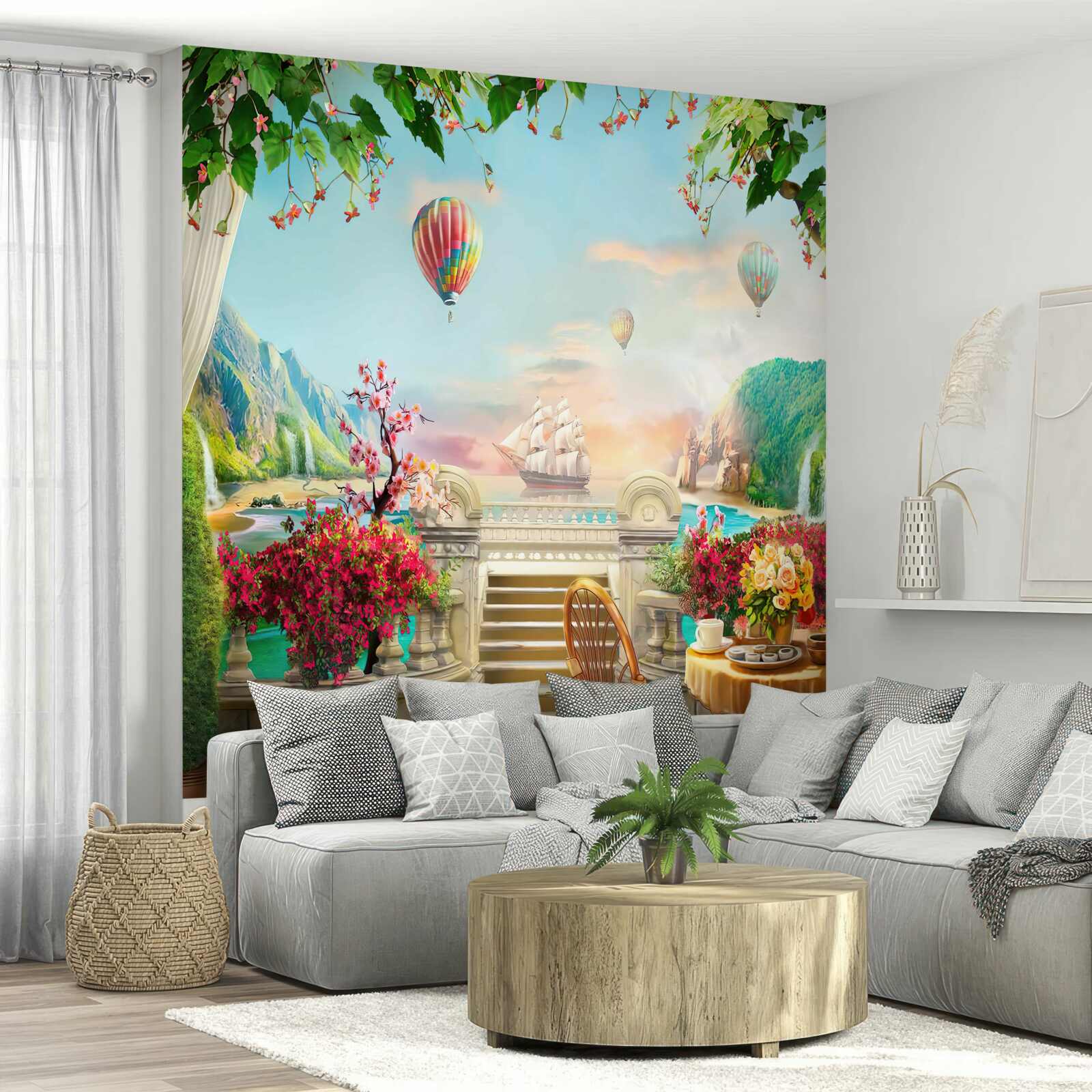 Fototapet masa de dimineață în aer liber cu o priveliște magnifică