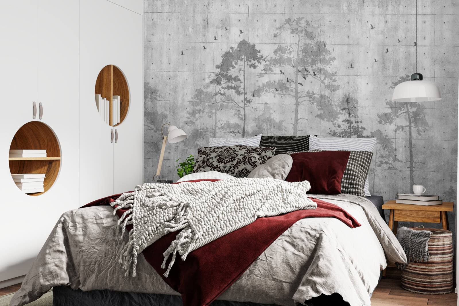 Fototapet pădure în alb și negru