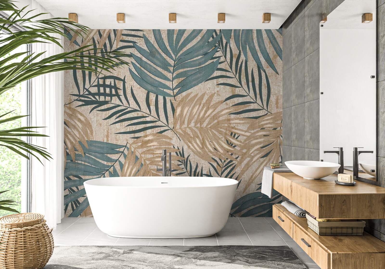 Fototapet frunze maro și verzi