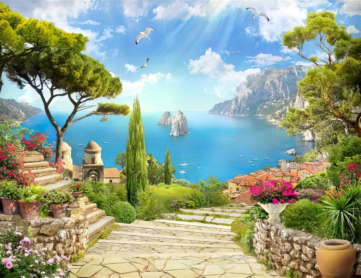 Fototapet cale prin tufișuri verzi