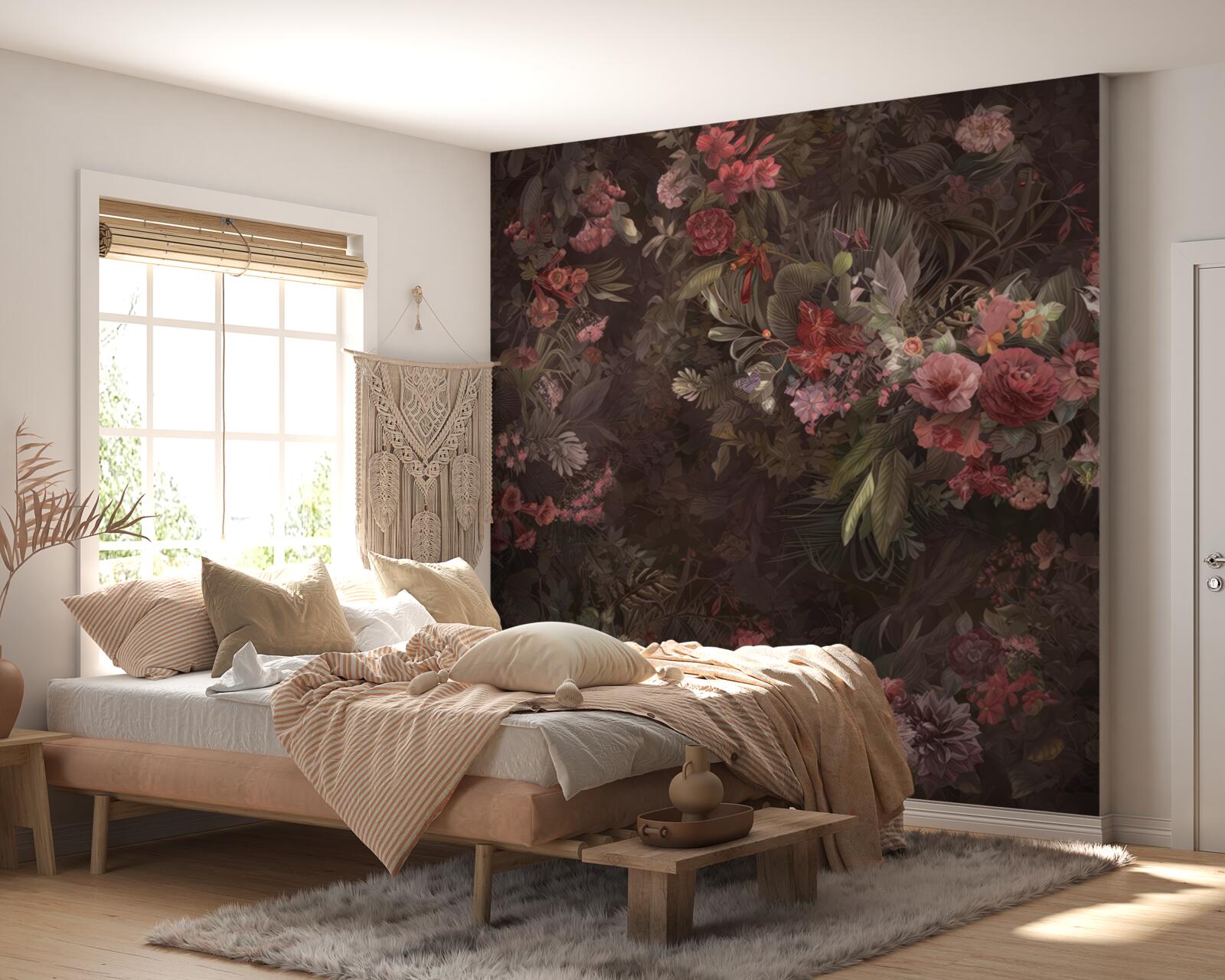 Fototapet grădină întunecată cu flori