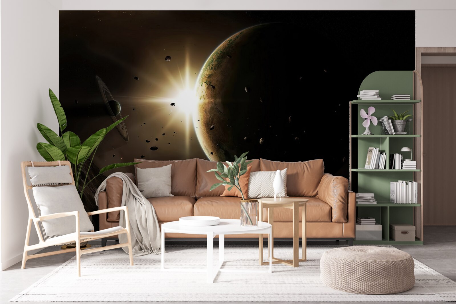 Fototapet planete și comete care trec în viteză