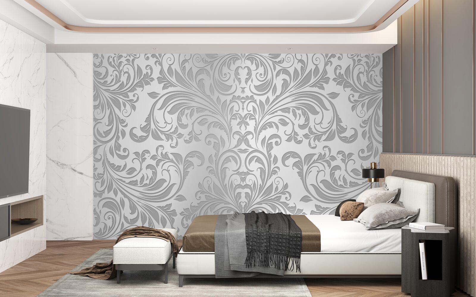 Fototapet tapet cu modele de vârtej gri