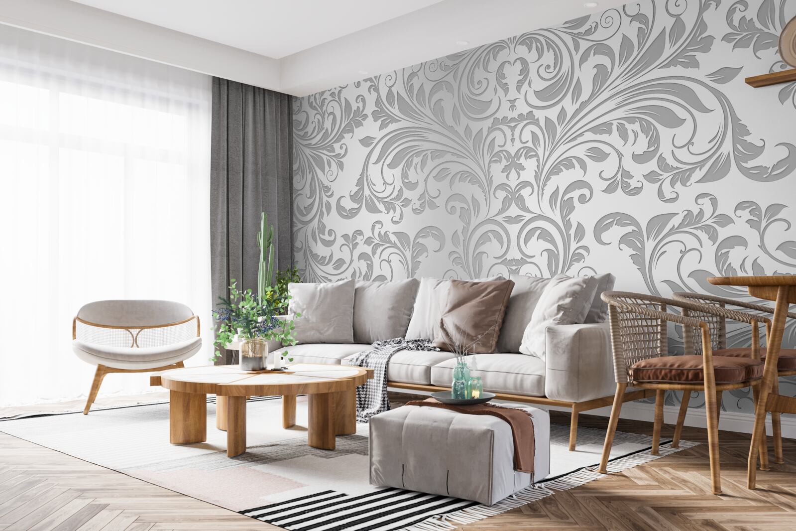 Fototapet tapet cu modele de vârtej gri