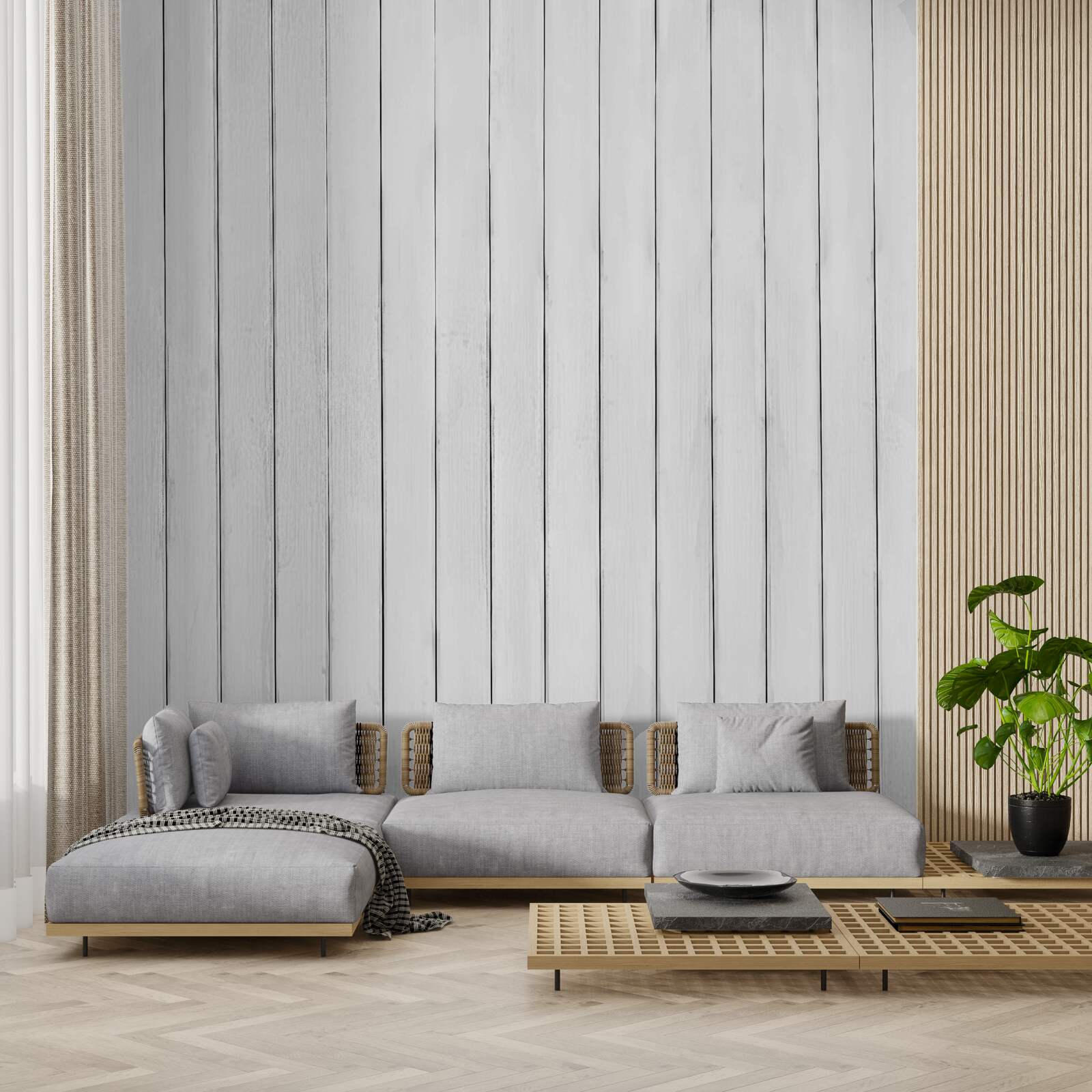 Fototapet gard alb din lemn