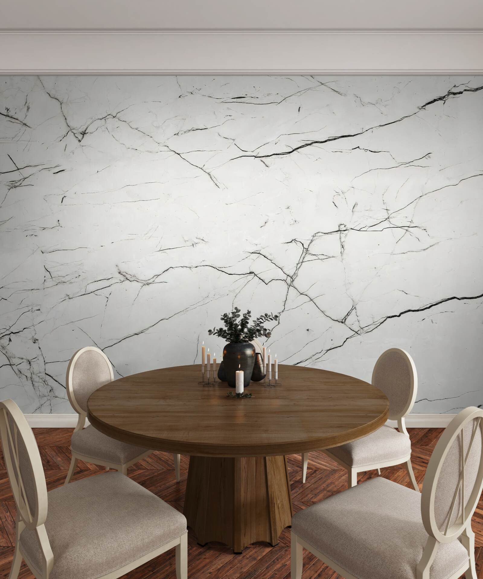 Fototapet marmură albă cu nervuri întunecate subțiri