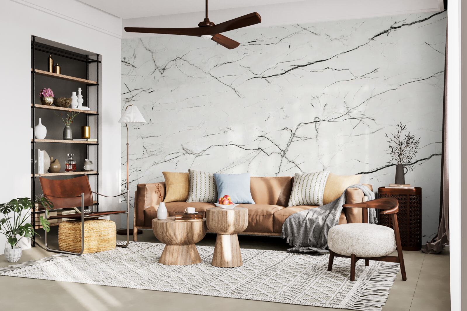 Fototapet marmură albă cu nervuri întunecate subțiri