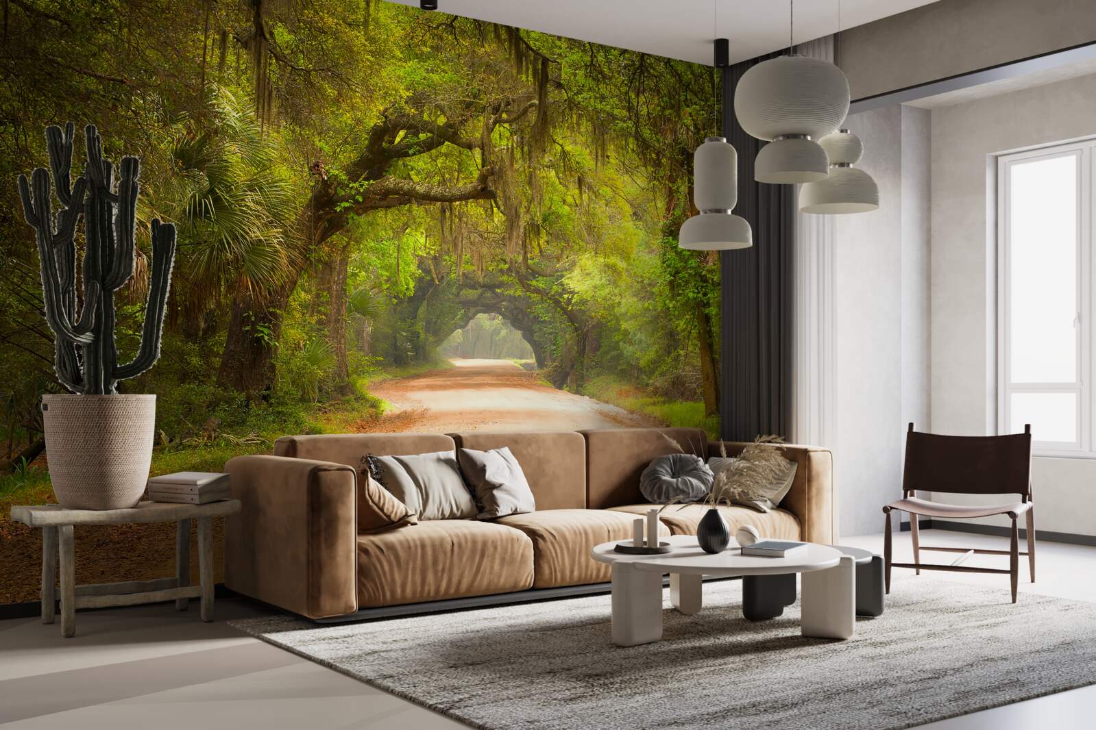 Fototapet pistă spațioasă înconjurată de frunziș verde