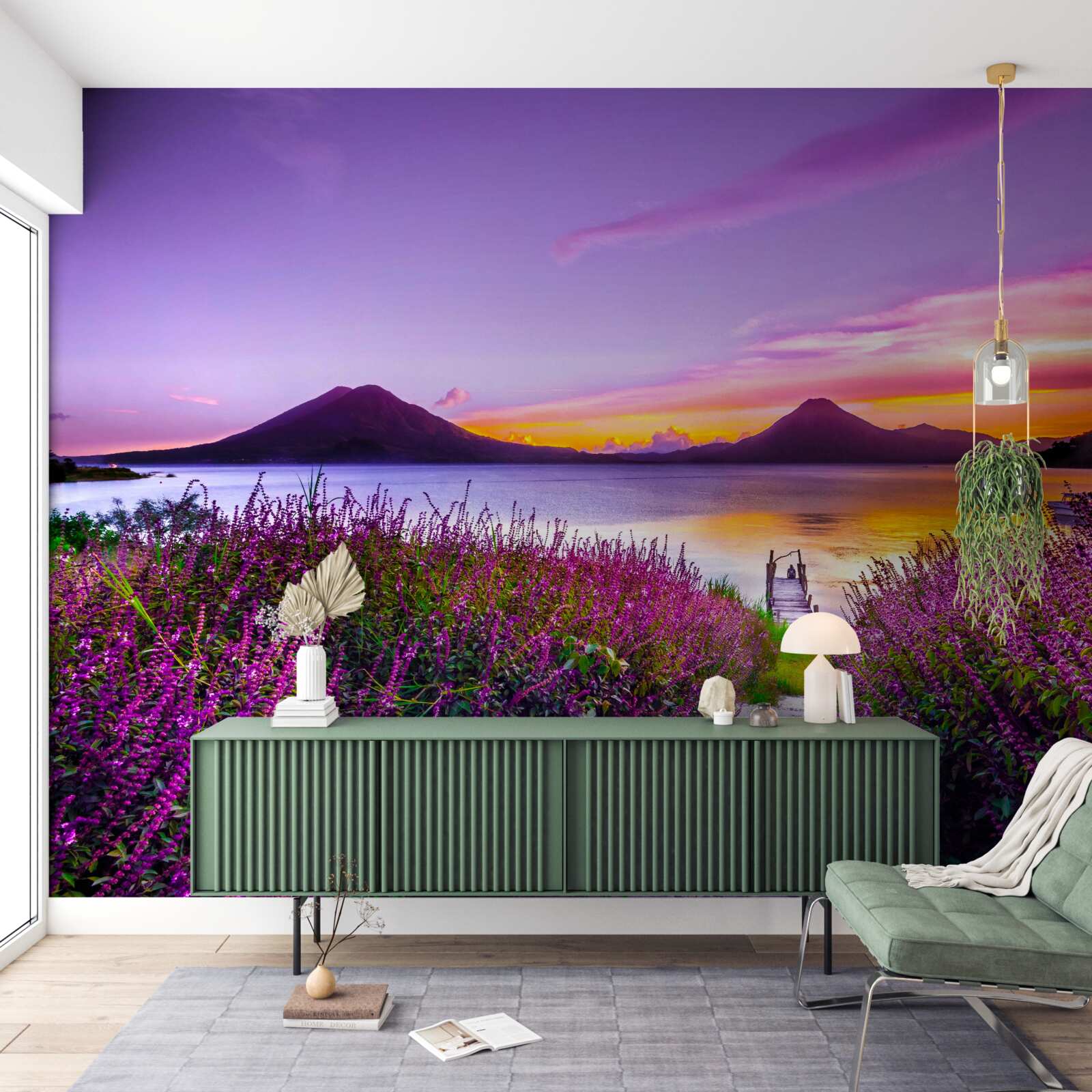 Fototapet alee înconjurată de tufe de lavandă