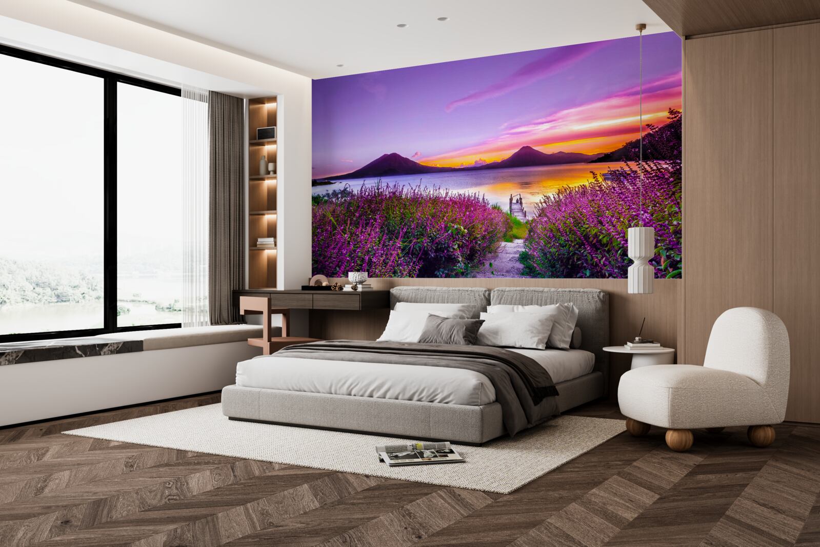 Fototapet alee înconjurată de tufe de lavandă