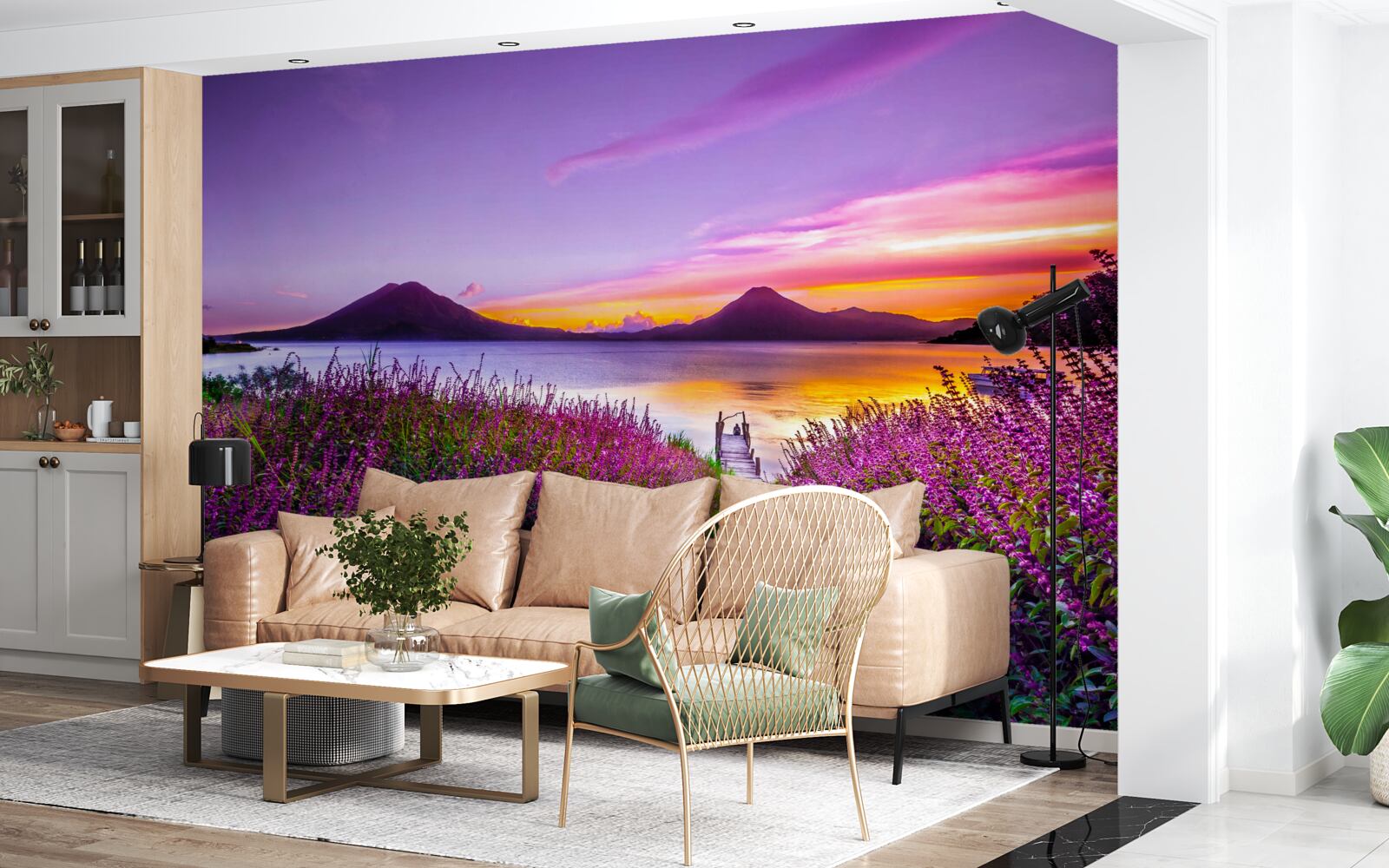 Fototapet alee înconjurată de tufe de lavandă