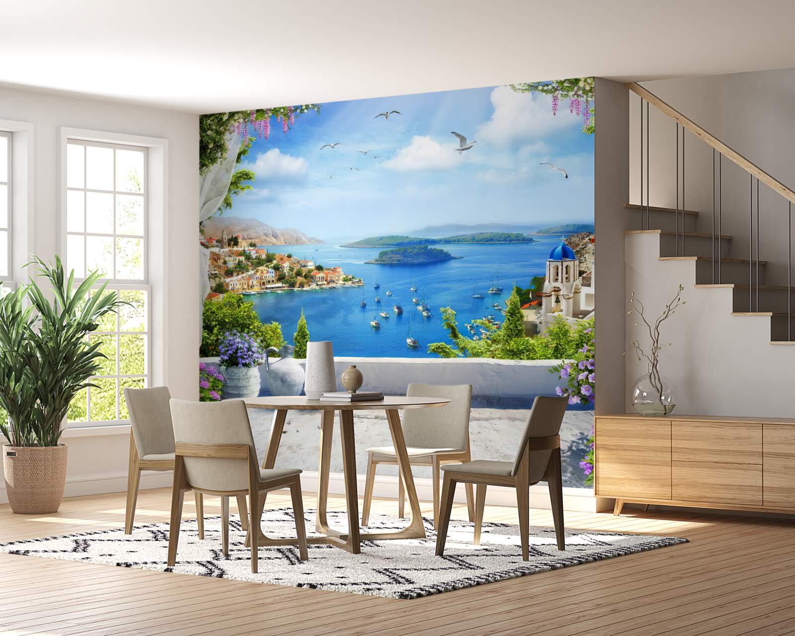 Fototapet panoramă a orașului și a râului