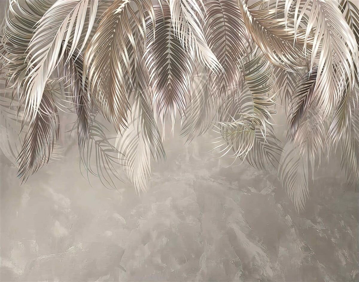 Fototapet îngust, frunze mari, în cascadă