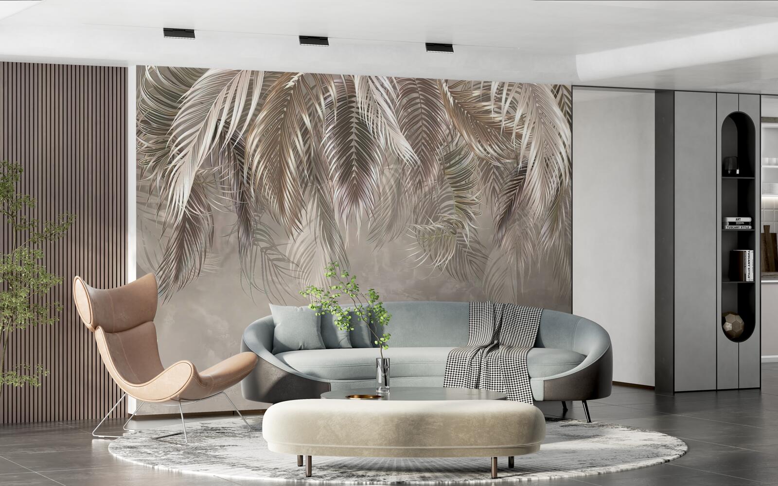 Fototapet îngust, frunze mari, în cascadă