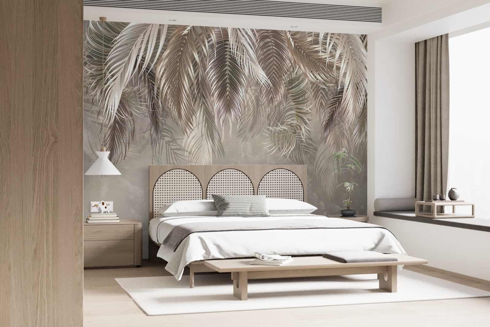 Fototapet îngust, frunze mari, în cascadă