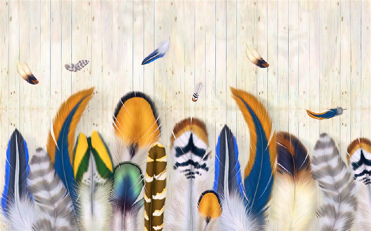 Fototapet pene de pasăre în diferite formate și nuanțe