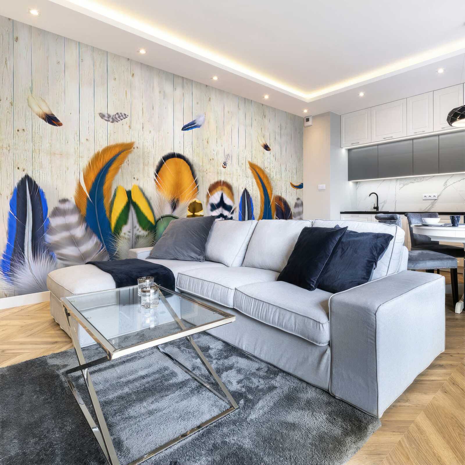 Fototapet pene de pasăre în diferite formate și nuanțe