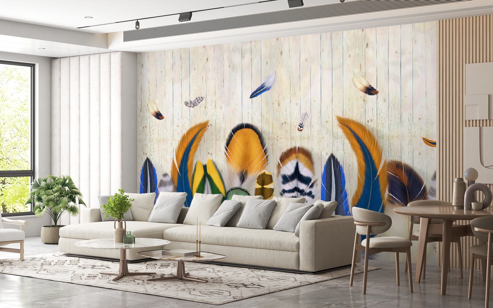 Fototapet pene de pasăre în diferite formate și nuanțe