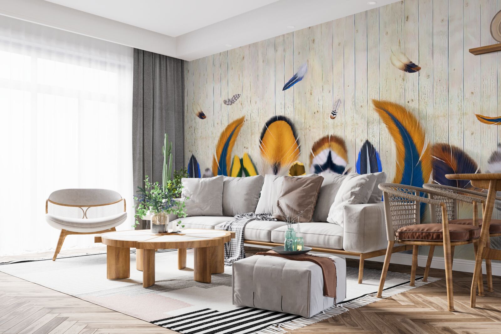 Fototapet pene de pasăre în diferite formate și nuanțe