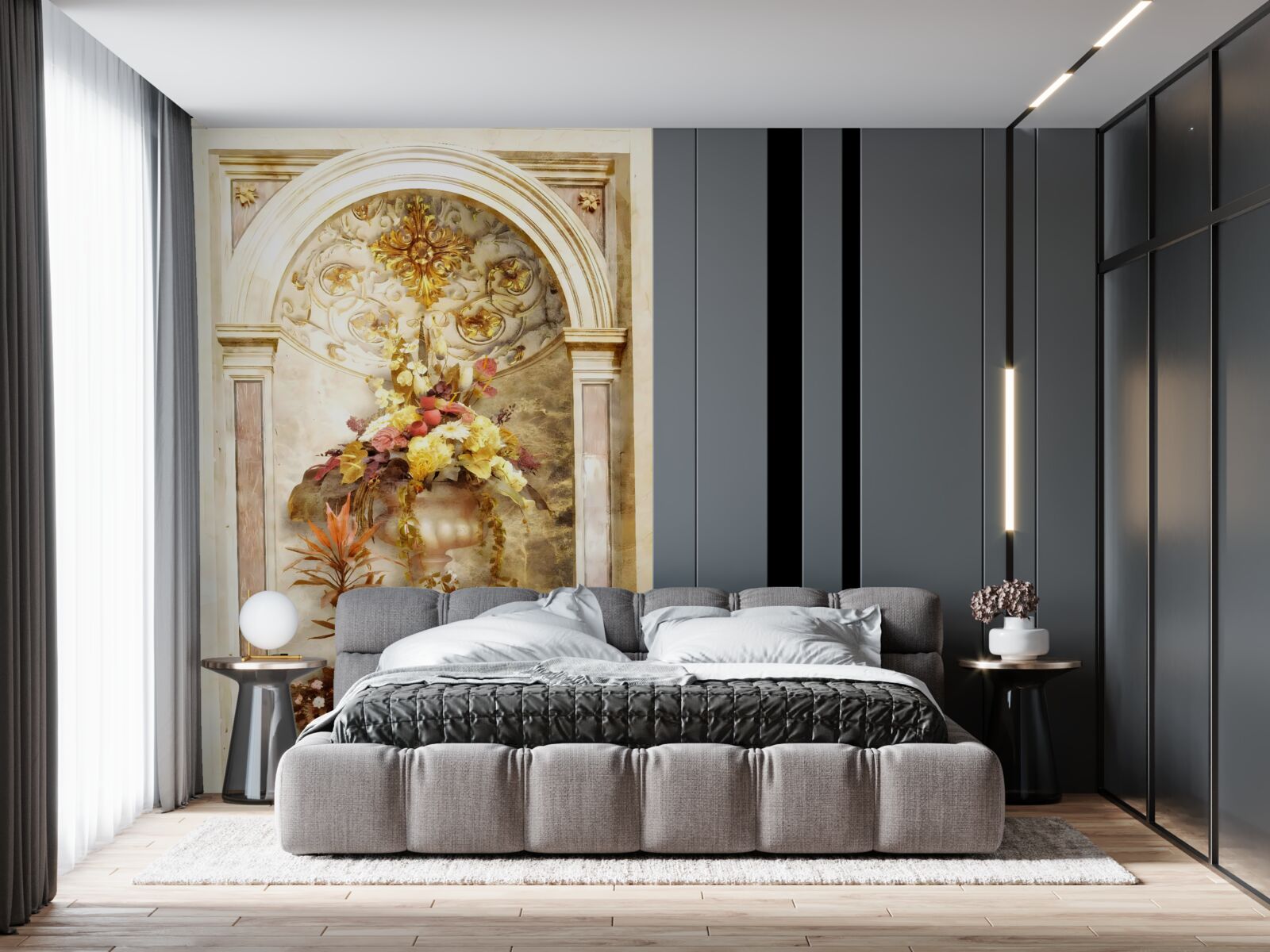 Fototapet flori în vaze de perete