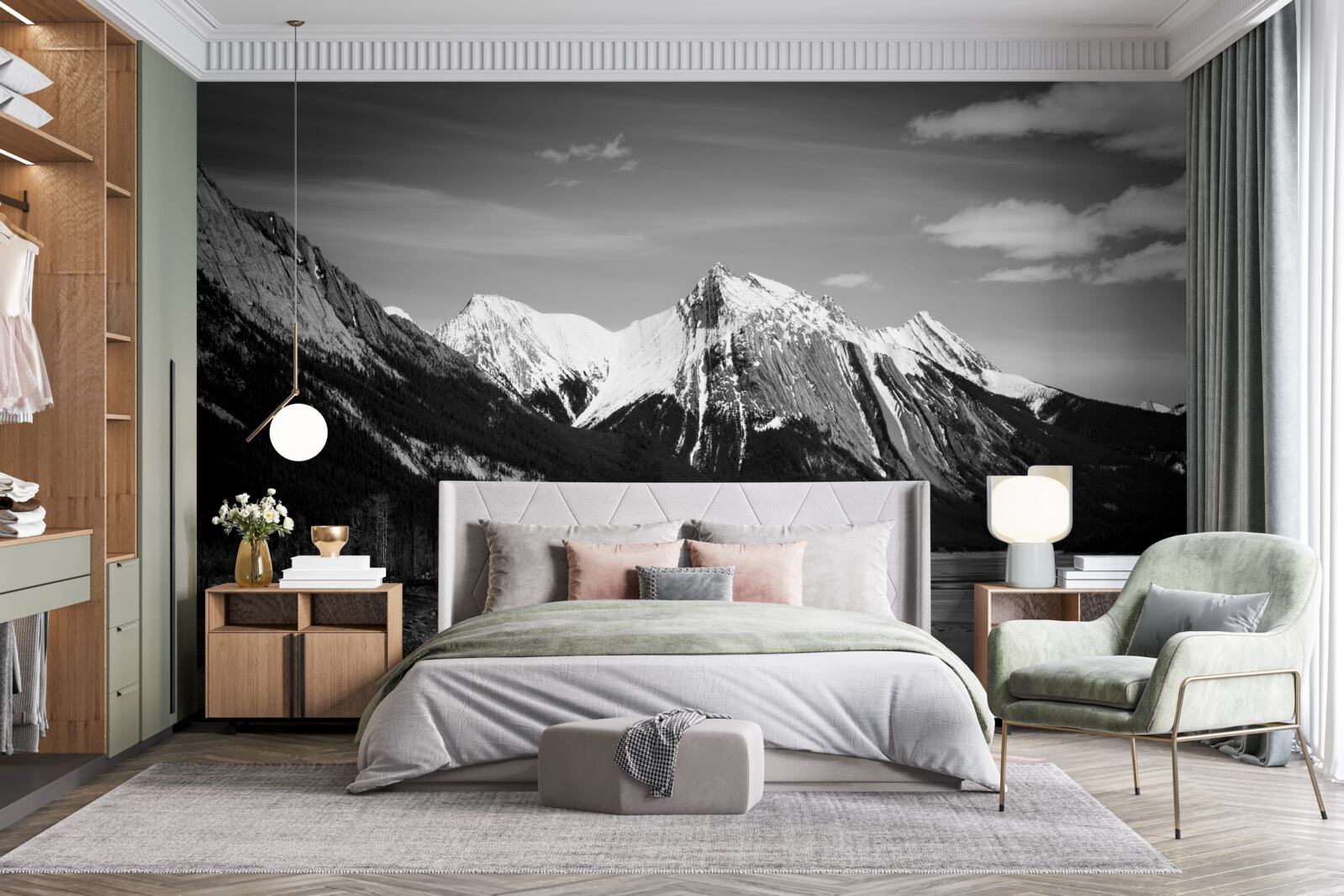 Fototapet munți în tonuri monocrome