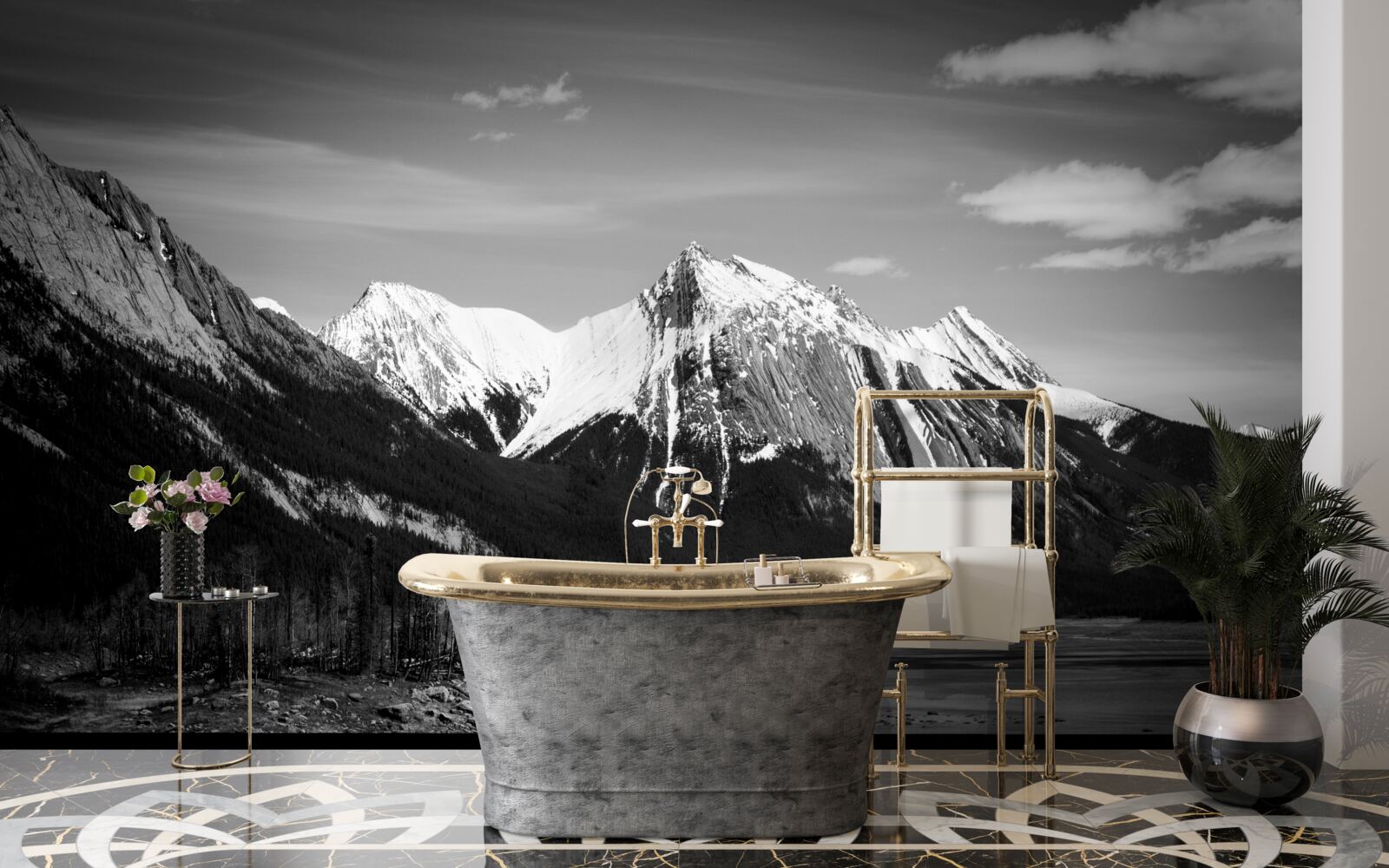 Fototapet munți în tonuri monocrome