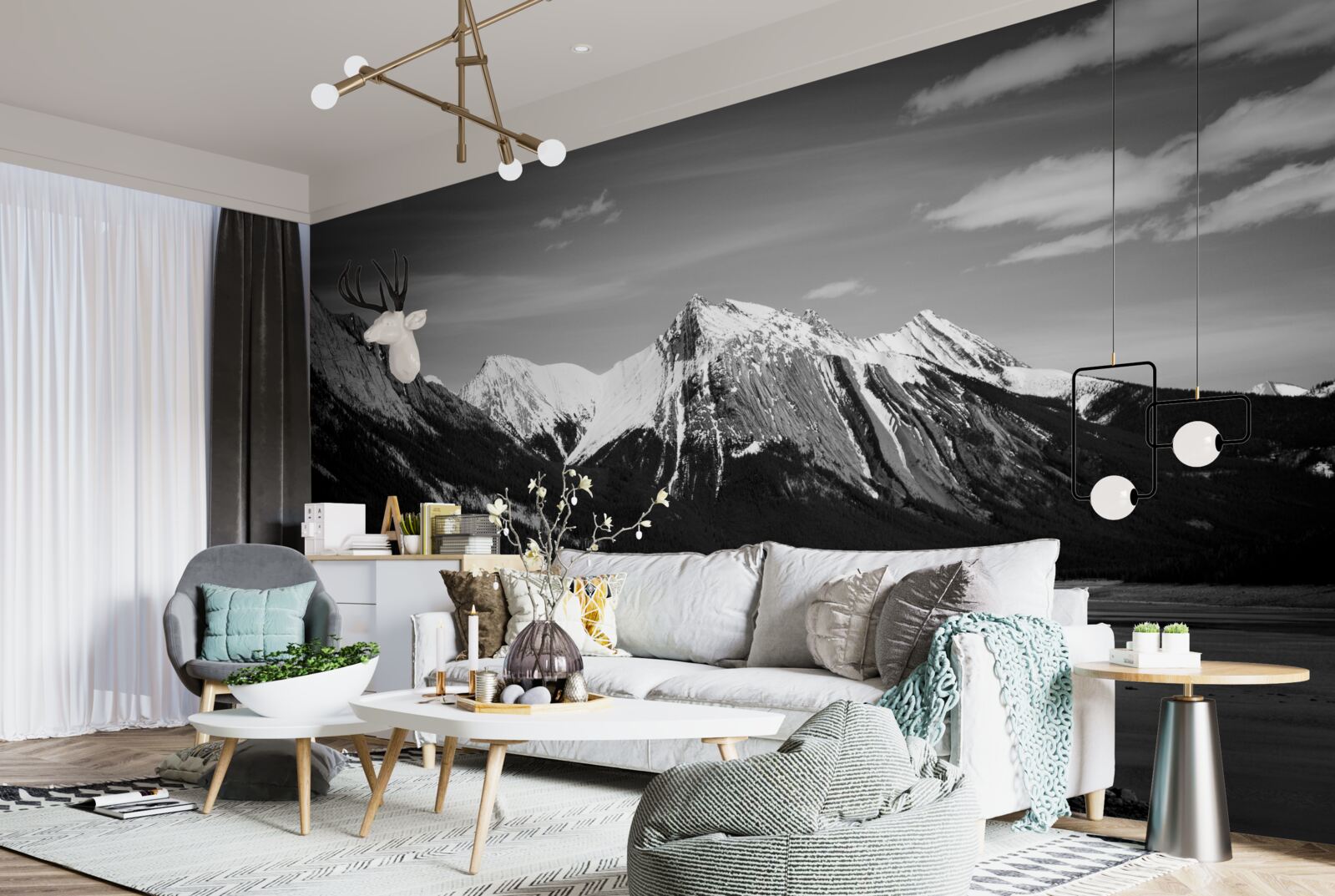 Fototapet munți în tonuri monocrome
