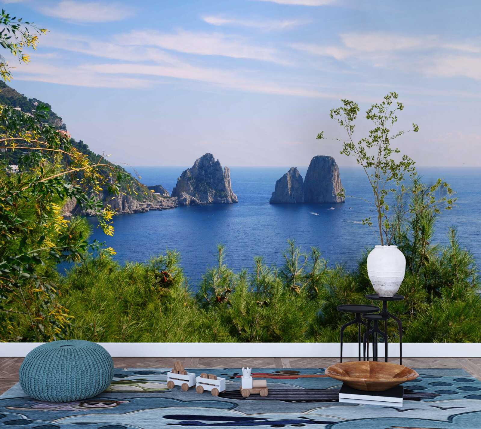 Fototapet panoramă a oceanului și a stâncilor