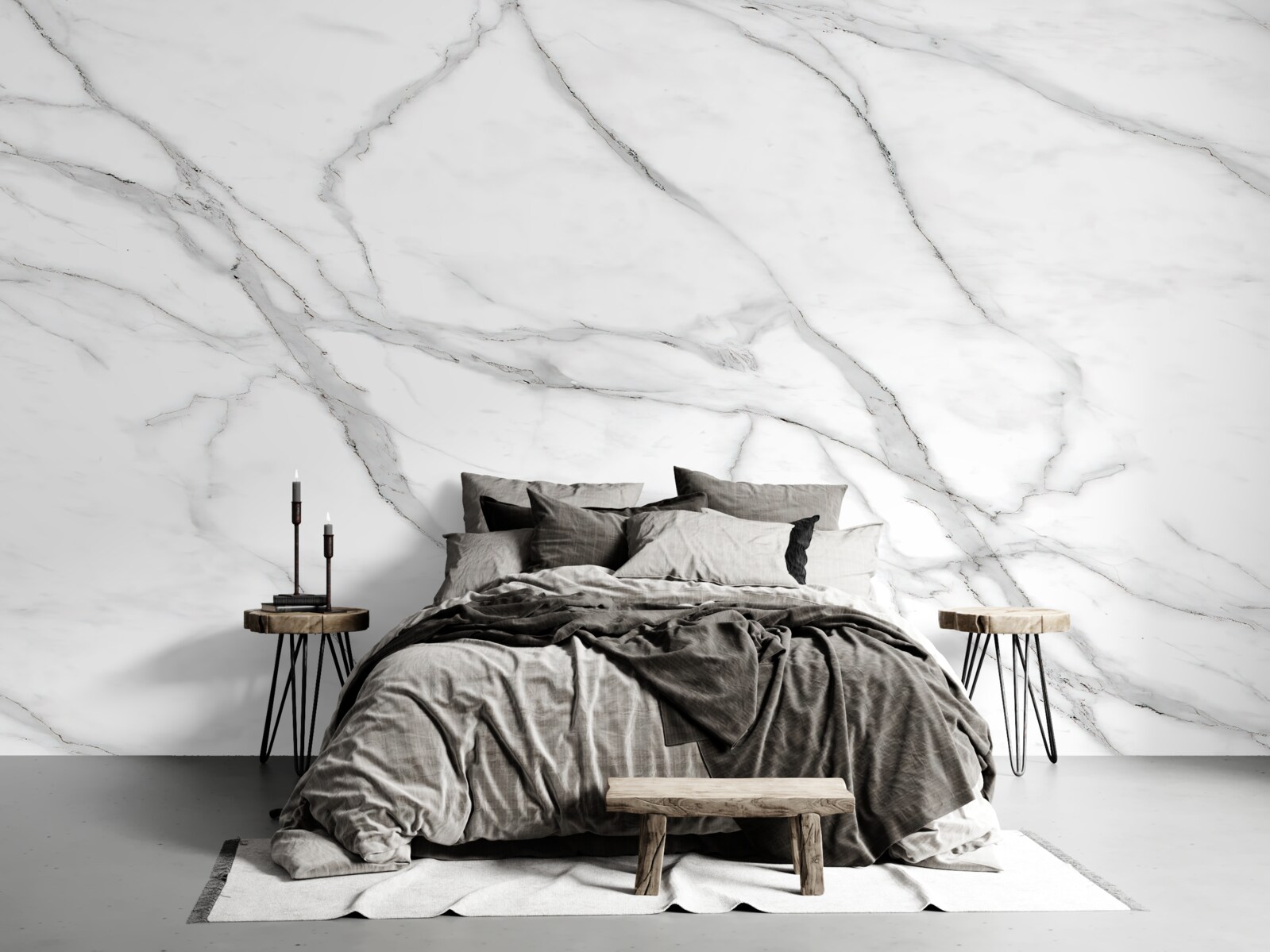 Fototapet gri deschis cu dungi de perete