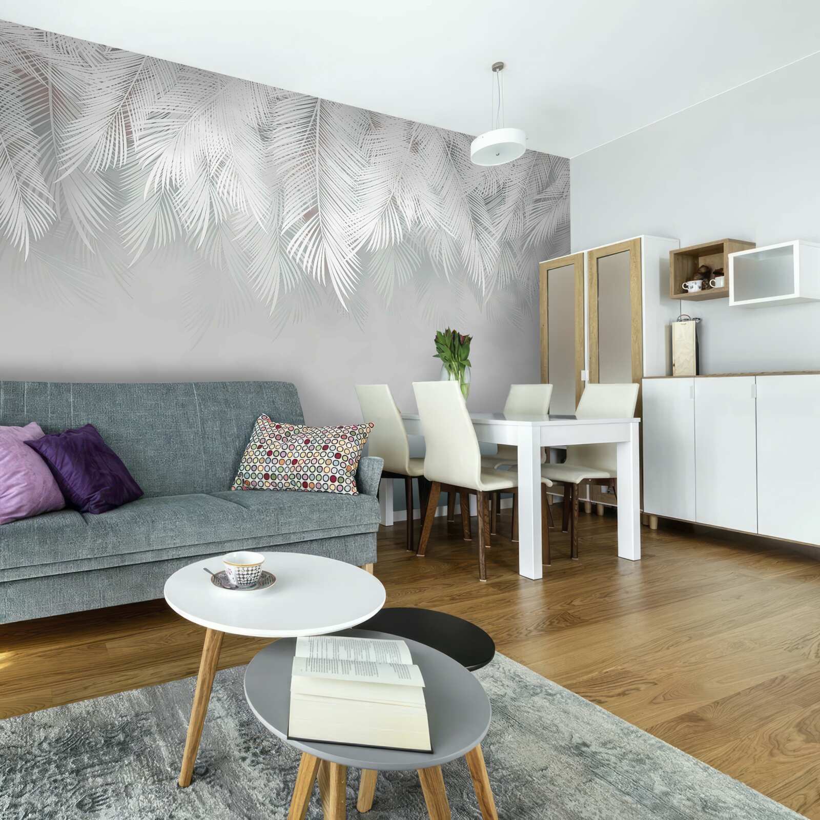 Fototapet pene albe ca zăpada atârnând în jos