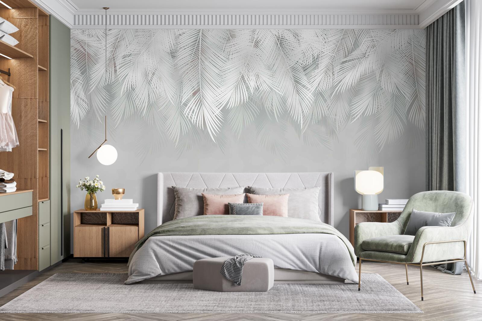 Fototapet pene albe ca zăpada atârnând în jos