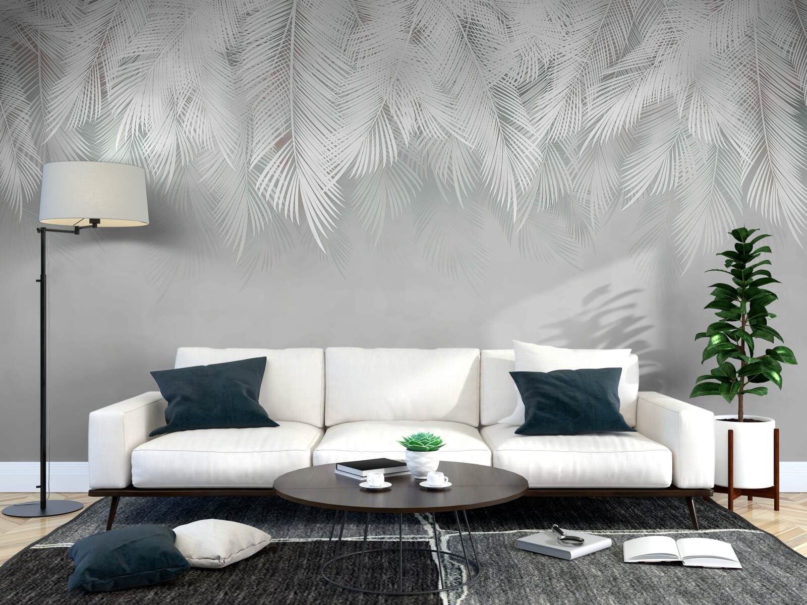 Fototapet pene albe ca zăpada atârnând în jos