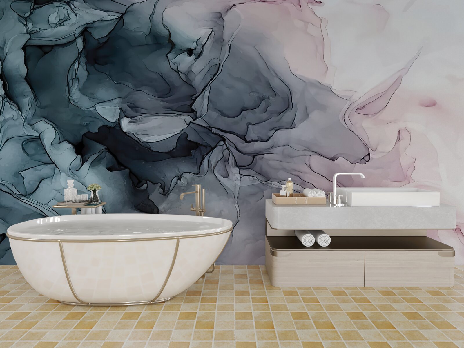 Fototapet urme multicolore de acuarelă