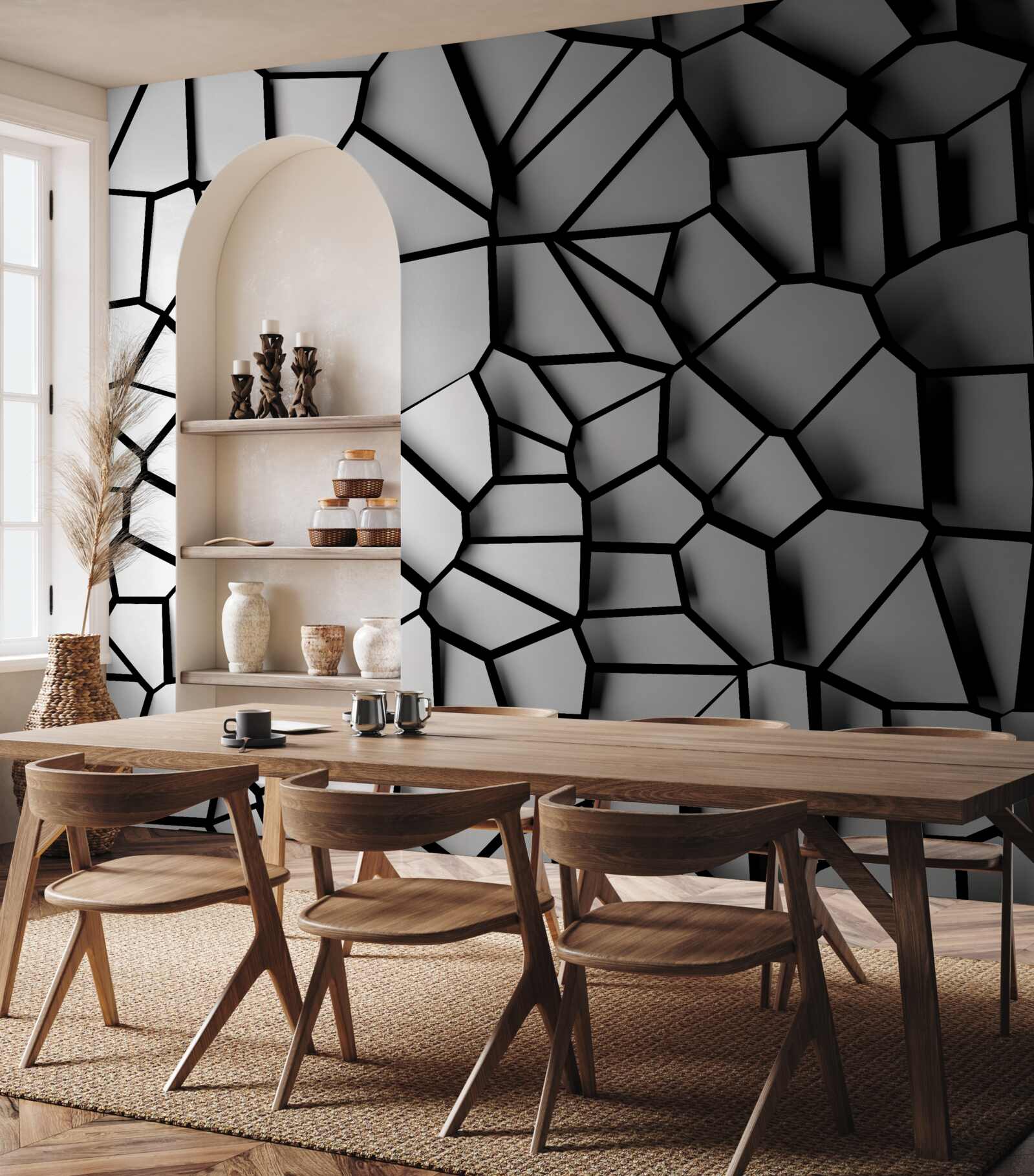 Fototapet perete alb cu efect de volum