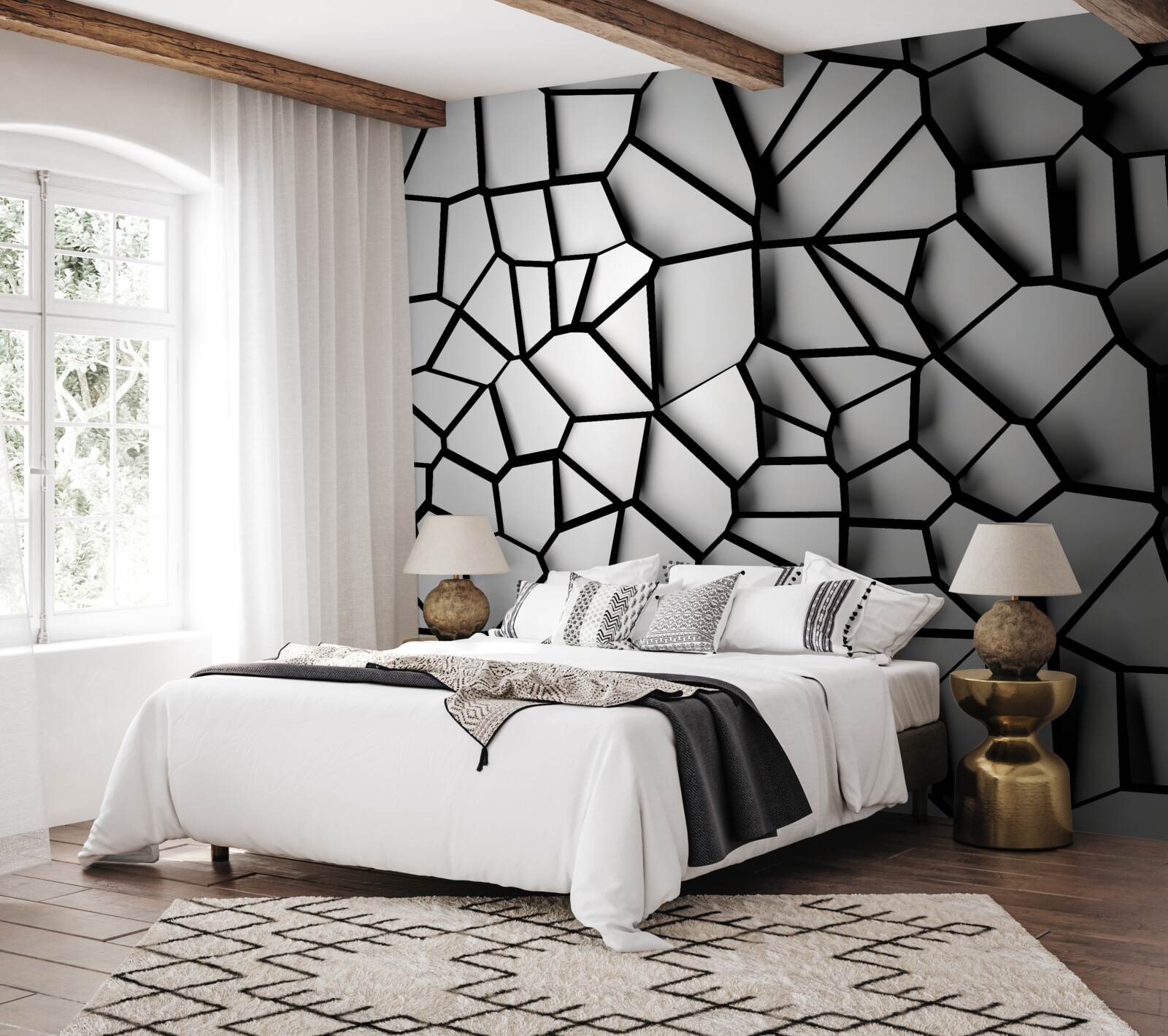 Fototapet perete alb cu efect de volum