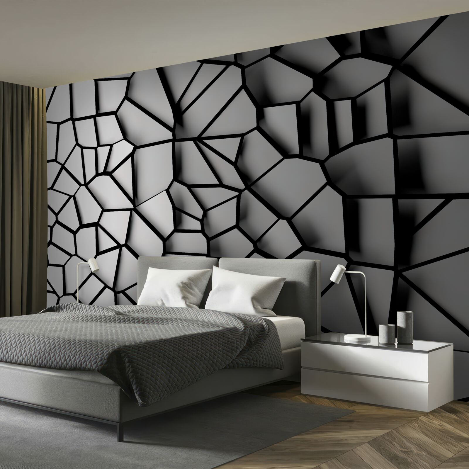 Fototapet perete alb cu efect de volum