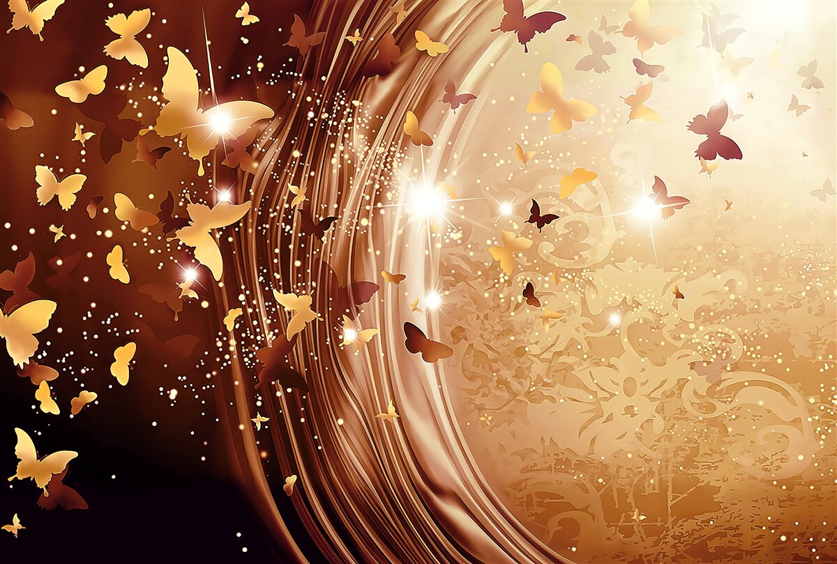 Fototapet bucle și fluturi