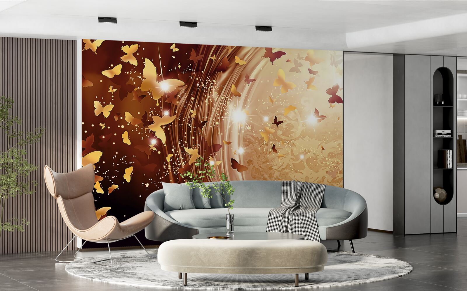 Fototapet bucle și fluturi