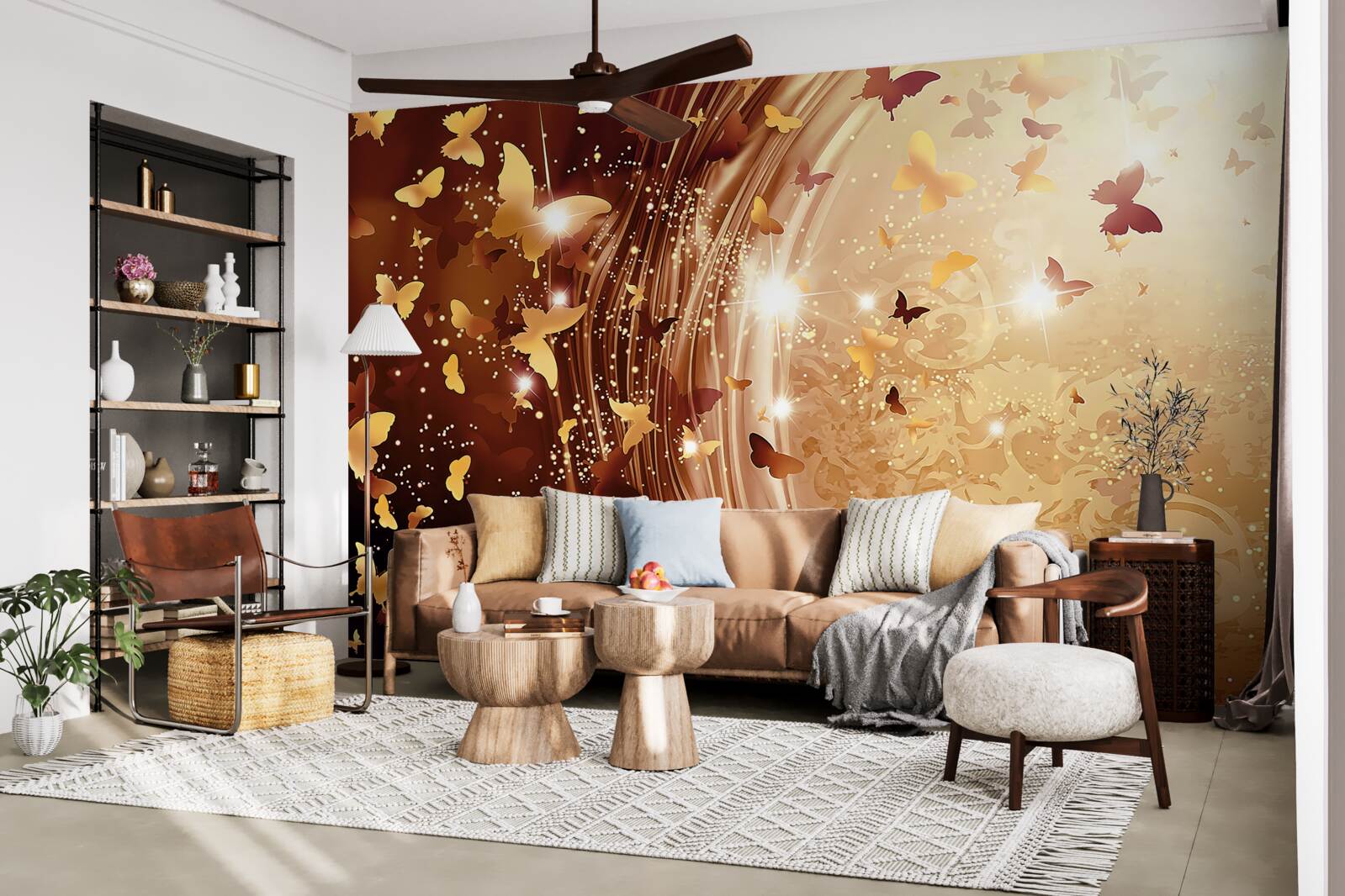 Fototapet bucle și fluturi