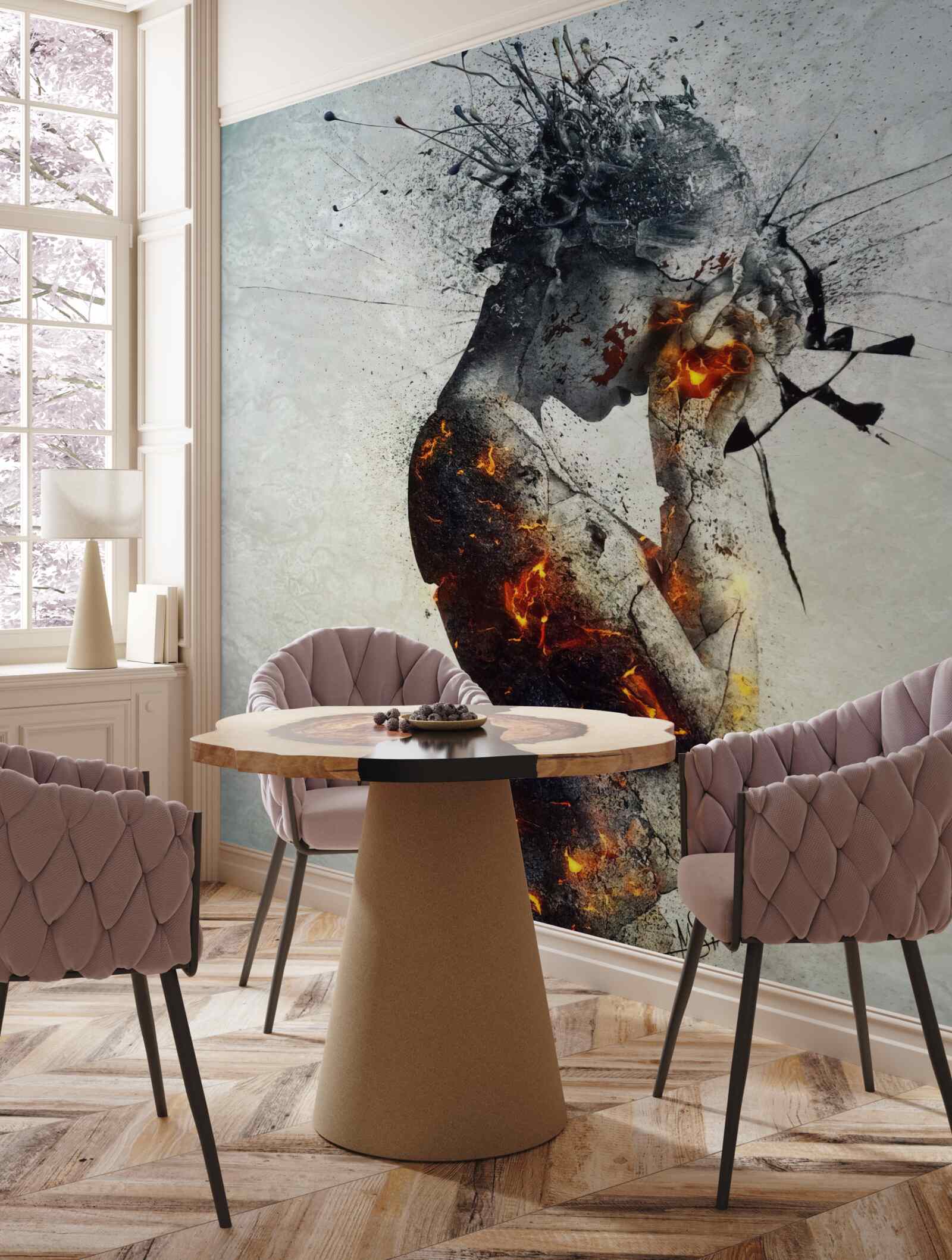 Fototapet fata își ascunde fața în mâini