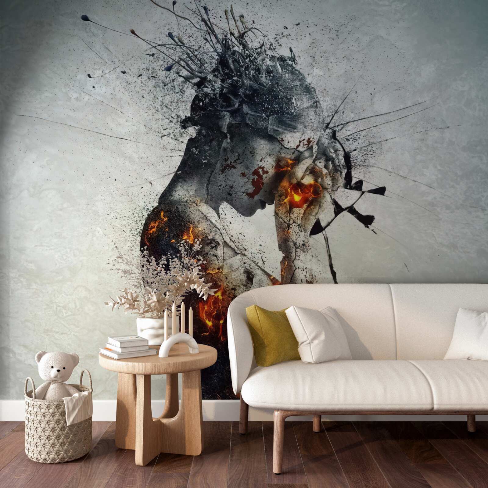 Fototapet fata își ascunde fața în mâini