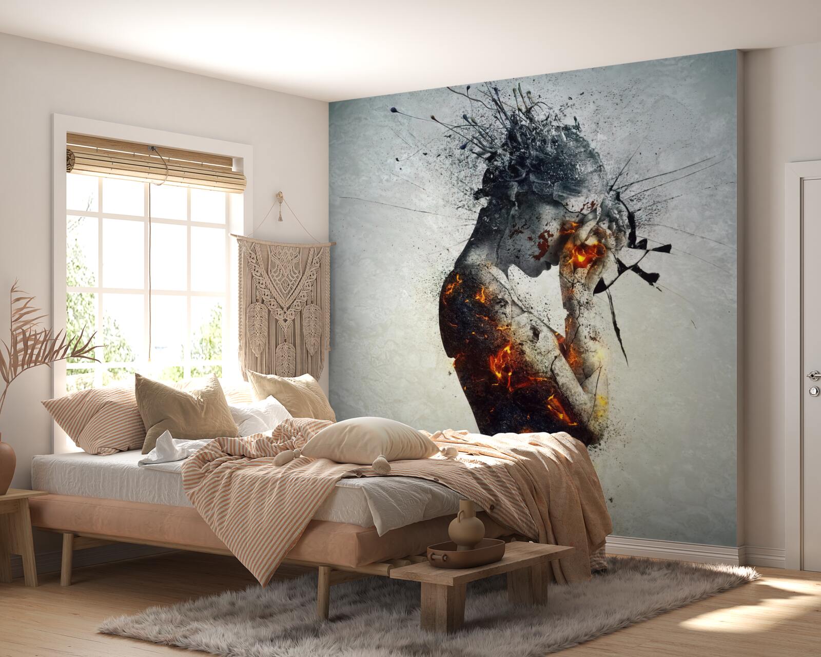 Fototapet fata își ascunde fața în mâini