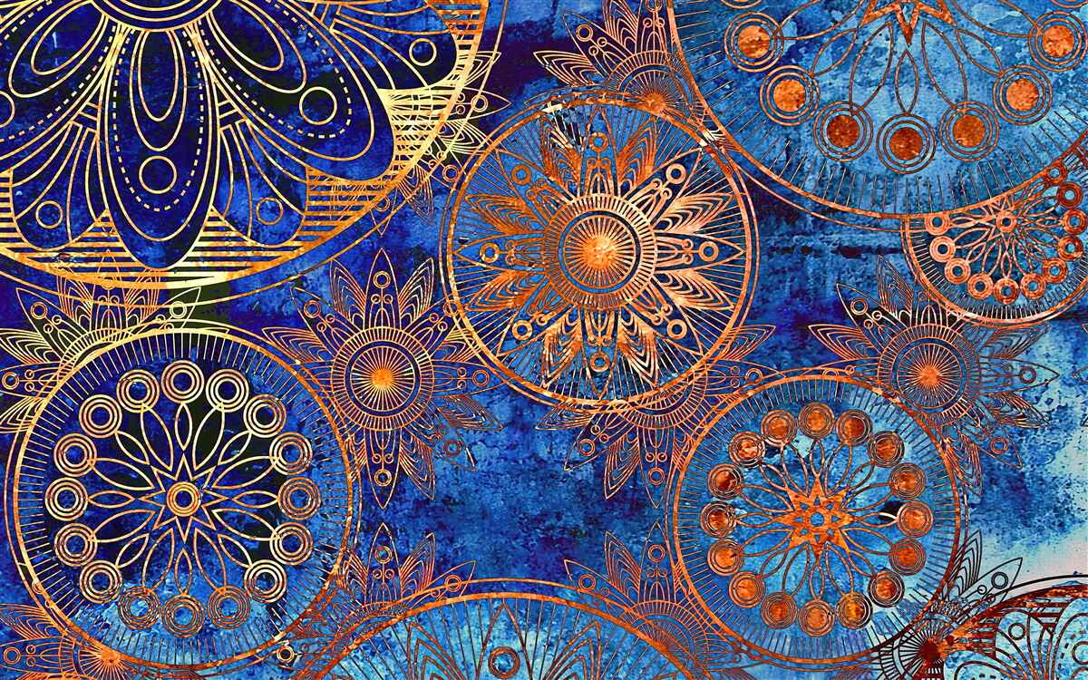 Fototapet diverse cercuri de aur ondulate