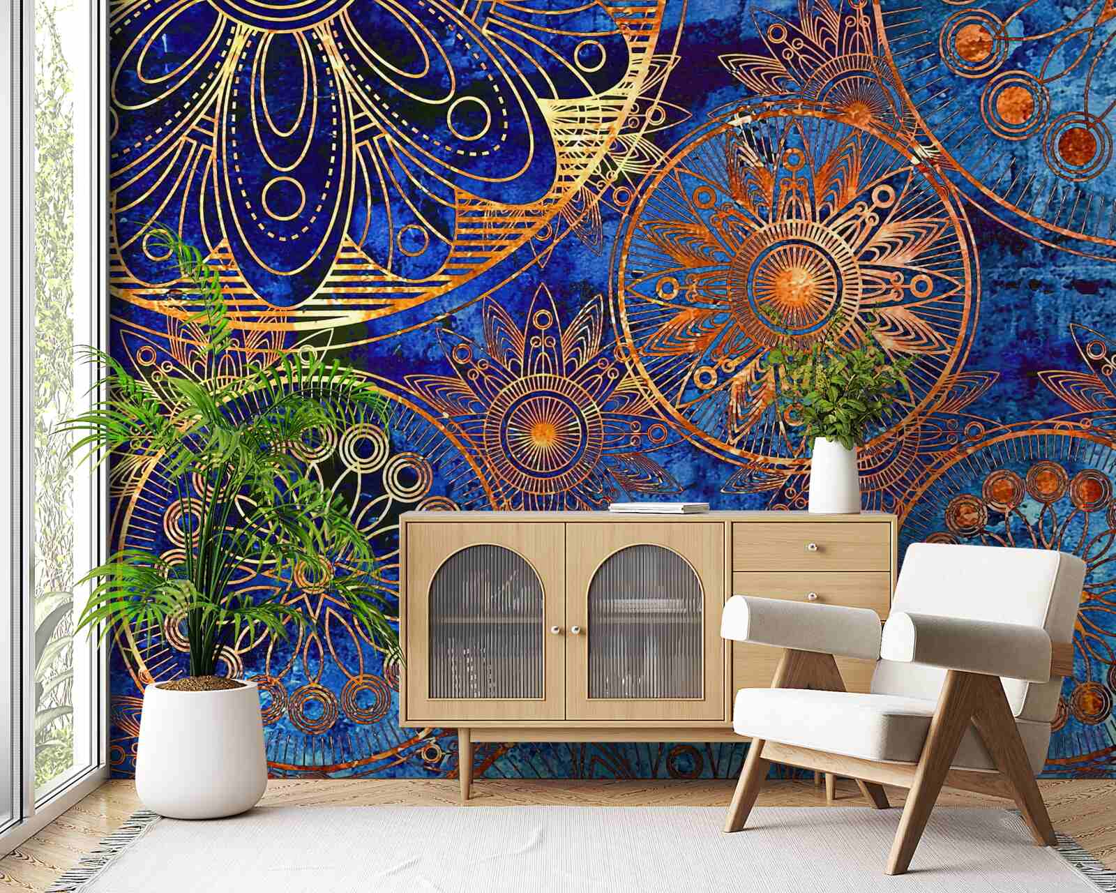 Fototapet diverse cercuri de aur ondulate