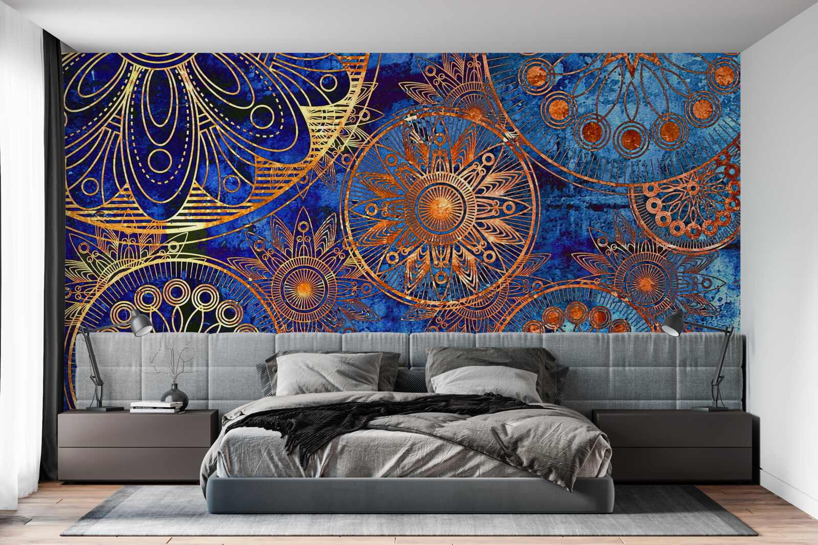 Fototapet diverse cercuri de aur ondulate