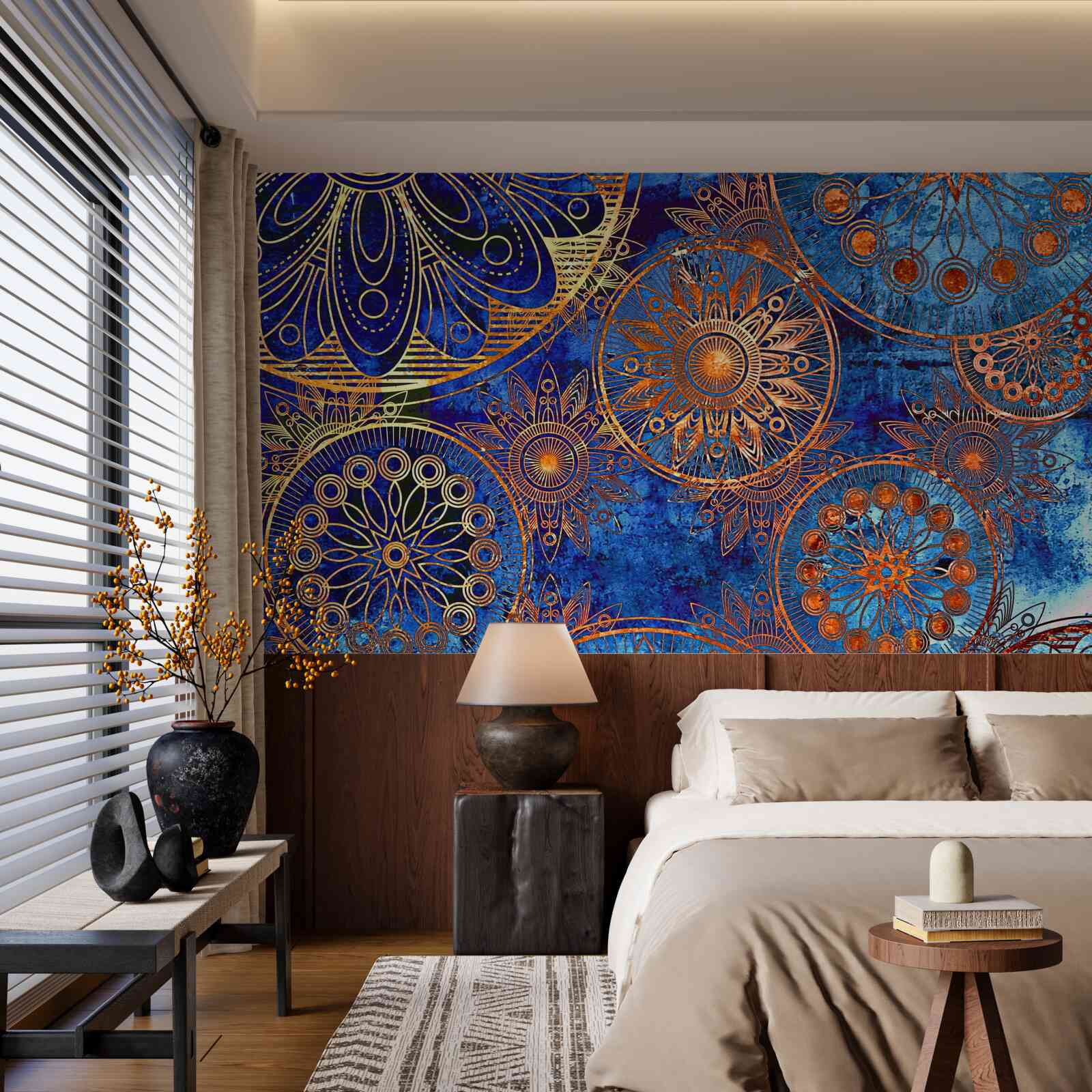 Fototapet diverse cercuri de aur ondulate